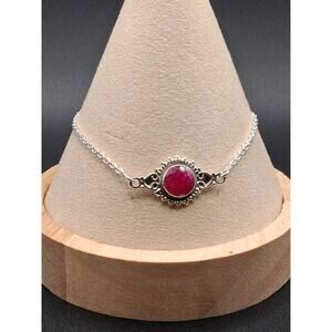 Elegant Vintage Style Ruby Bracelet, Size 7 To 7.25, Real Ruby, 925 Silver